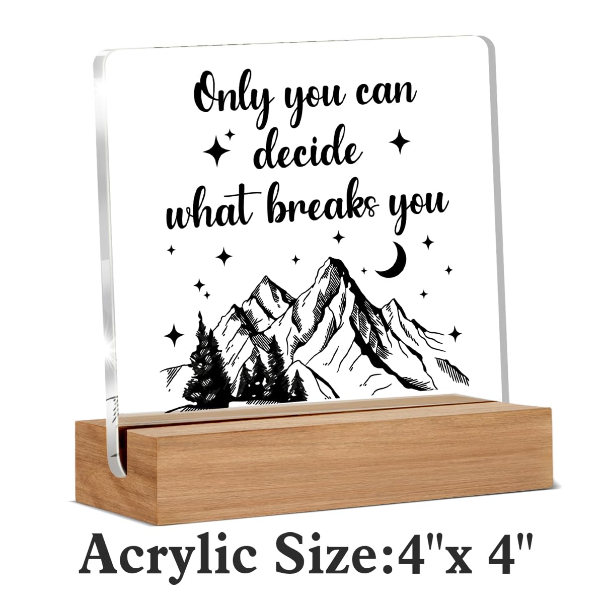 Acotar Gifts for Women Men, Inspirational Gifts for Book Lovers, Bookworms, Nerds, Readers, Book Merch Gift, Only You Can Decide What Breaks You Acrylic Plaque Desk Signs Decor 4 × 4 Inches