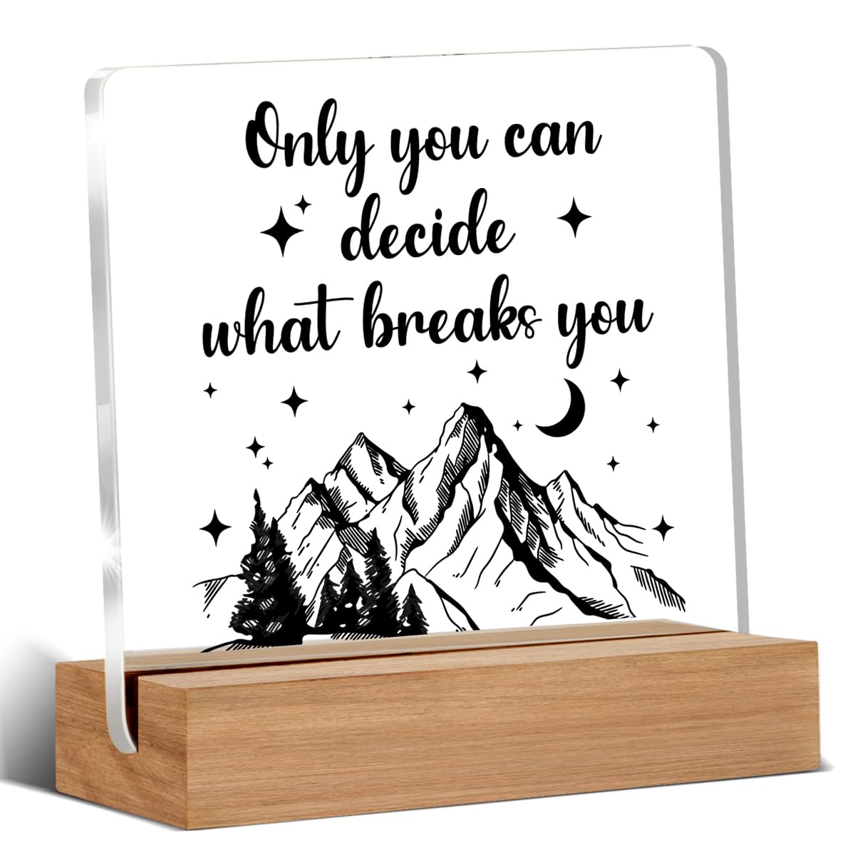 Acotar Gifts for Women Men, Inspirational Gifts for Book Lovers, Bookworms, Nerds, Readers, Book Merch Gift, Only You Can Decide What Breaks You Acrylic Plaque Desk Signs Decor 4 × 4 Inches