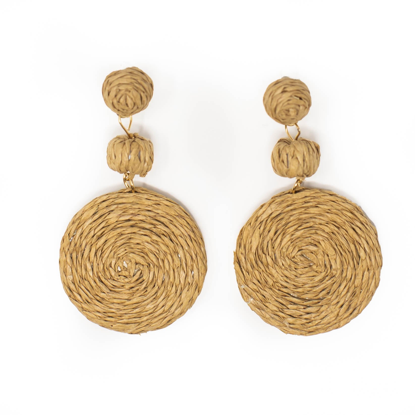 Rattan Woven Drop Earring Circular 3 Inch Length Jewelry