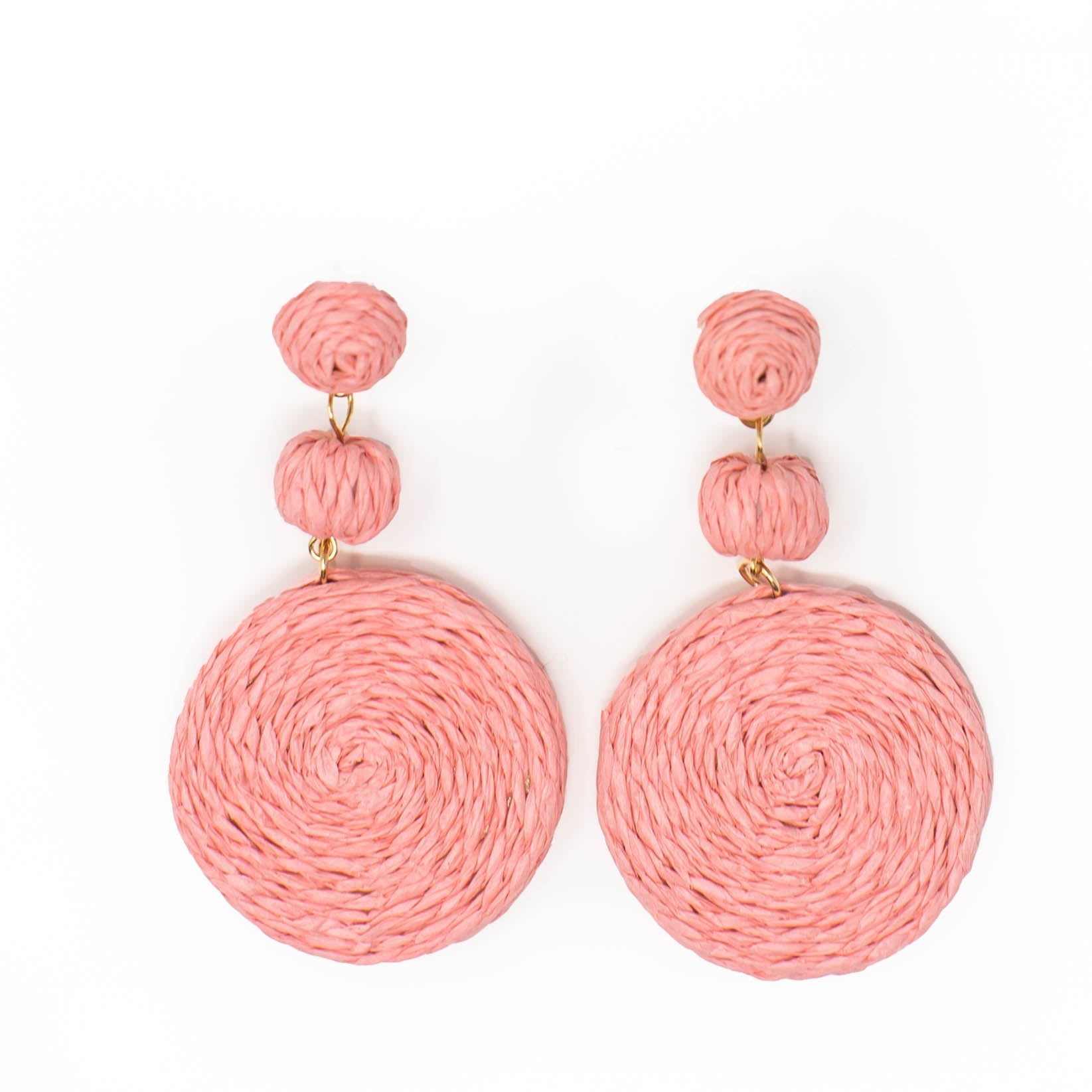 Rattan Woven Drop Earring Circular 3 Inch Length Jewelry