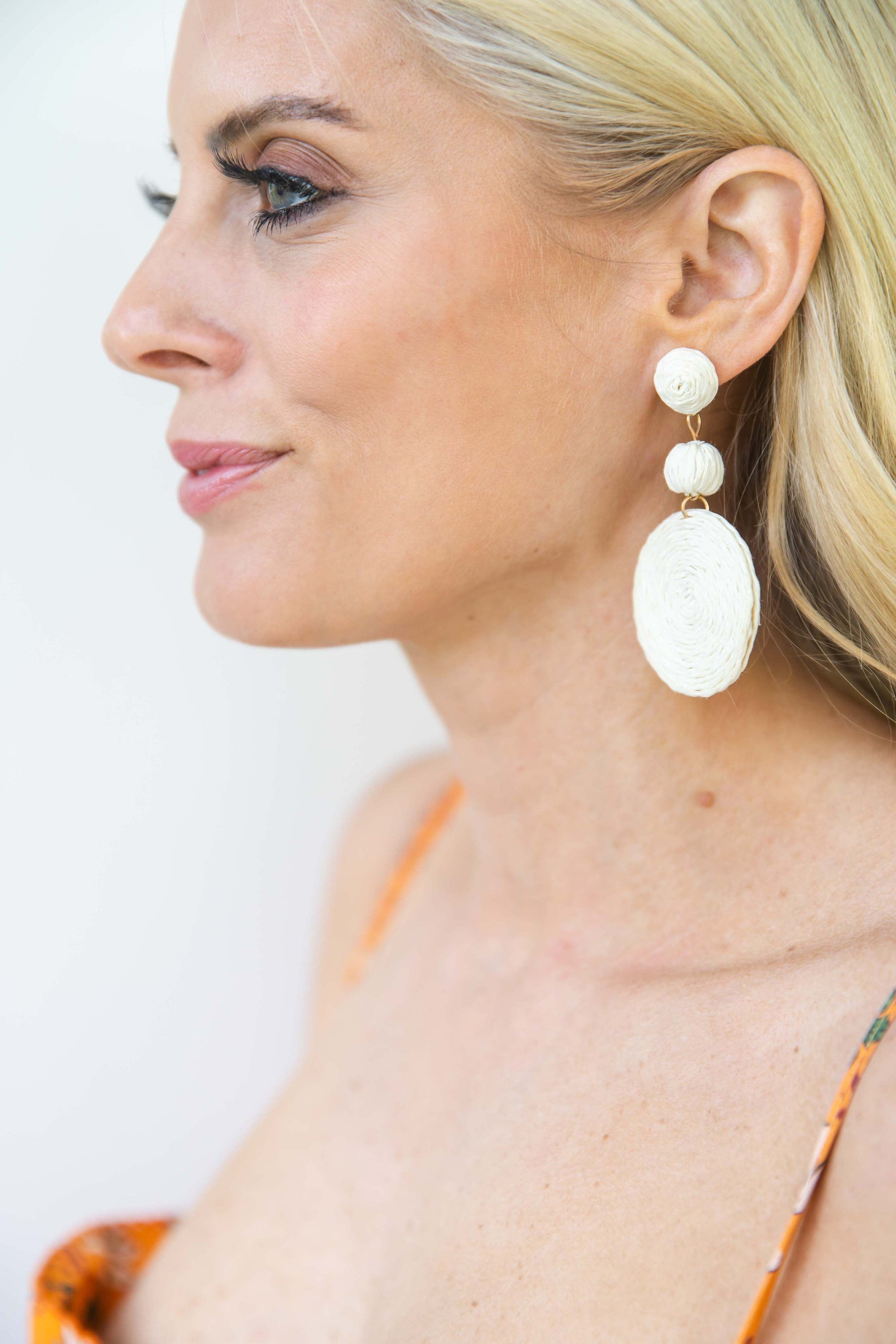 Rattan Woven Drop Earring Circular 3 Inch Length Jewelry