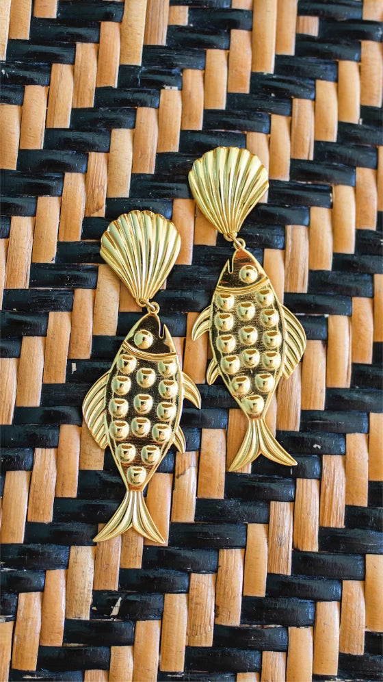 Gold Plated Fish Earring Pencil And Paper Co Hunter Blake