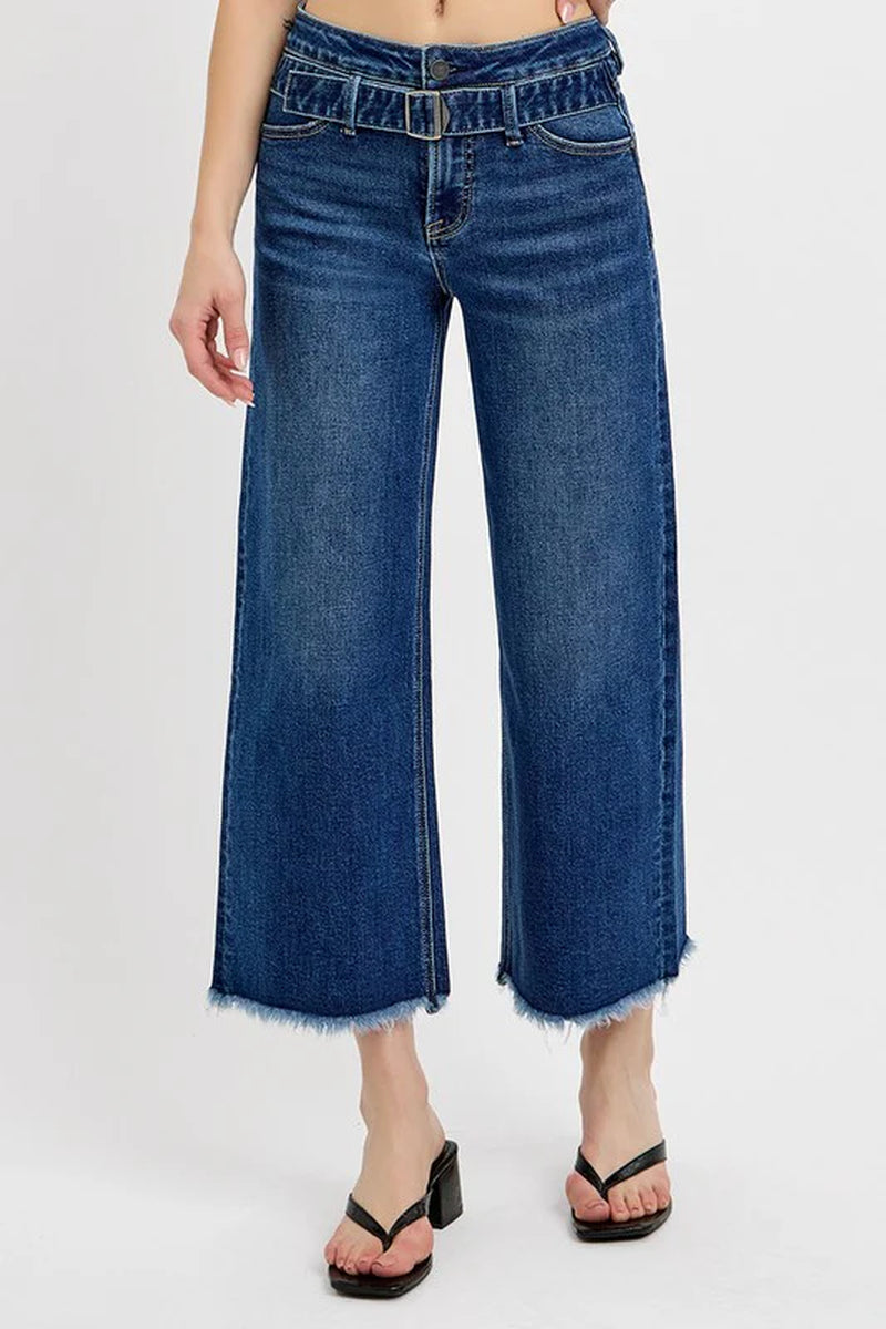 Elevate Your Style with RISEN's Raw Hem Wide Leg Buckle Jeans! 🌟👖 #FashionGoals #DenimLove