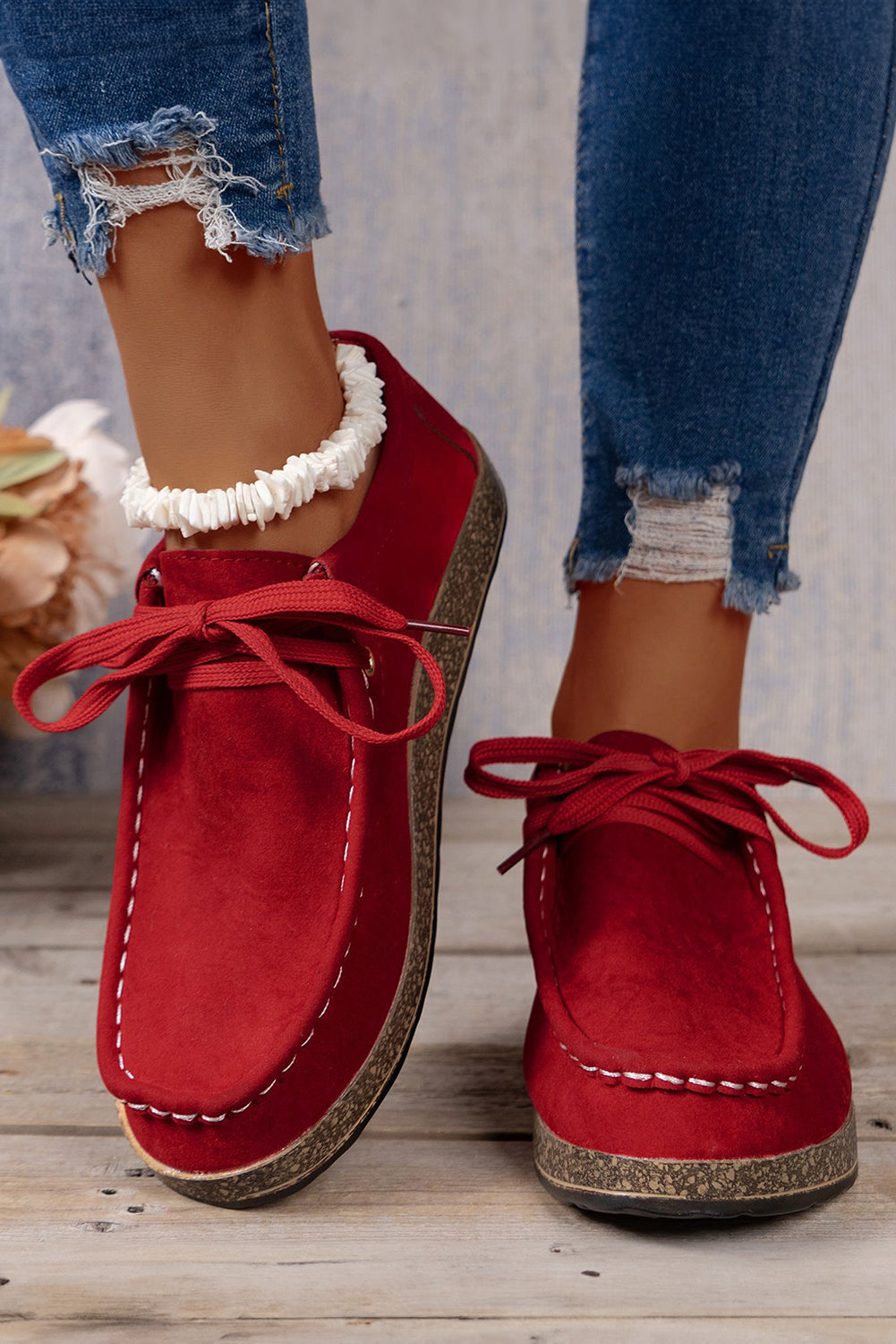 Coffee Suede Lace Up Casual Shoes For Everyday Style