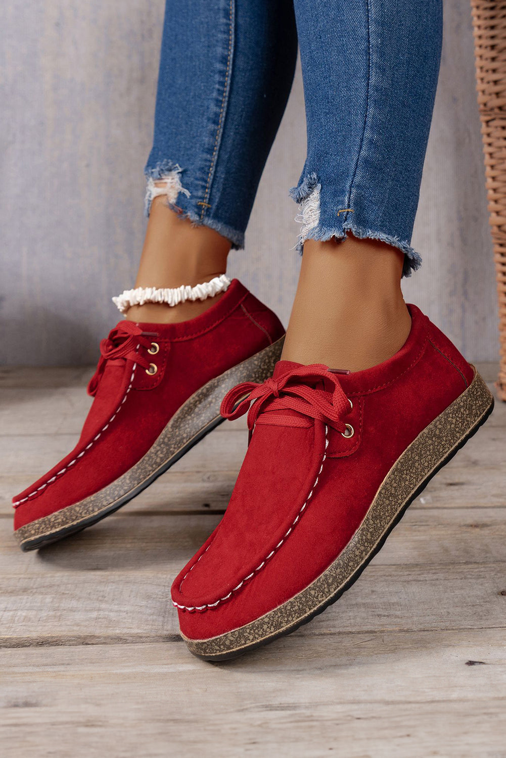Coffee Suede Lace Up Casual Shoes For Everyday Style