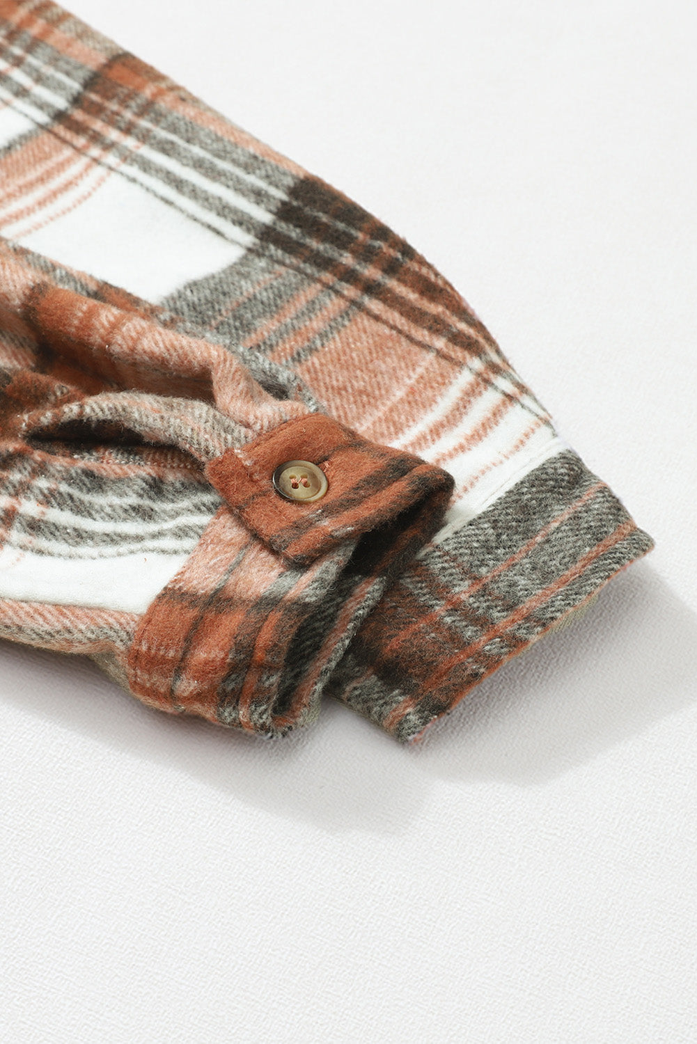 Gold Flame Grey Plaid Button Up Collared Flannel Shacket