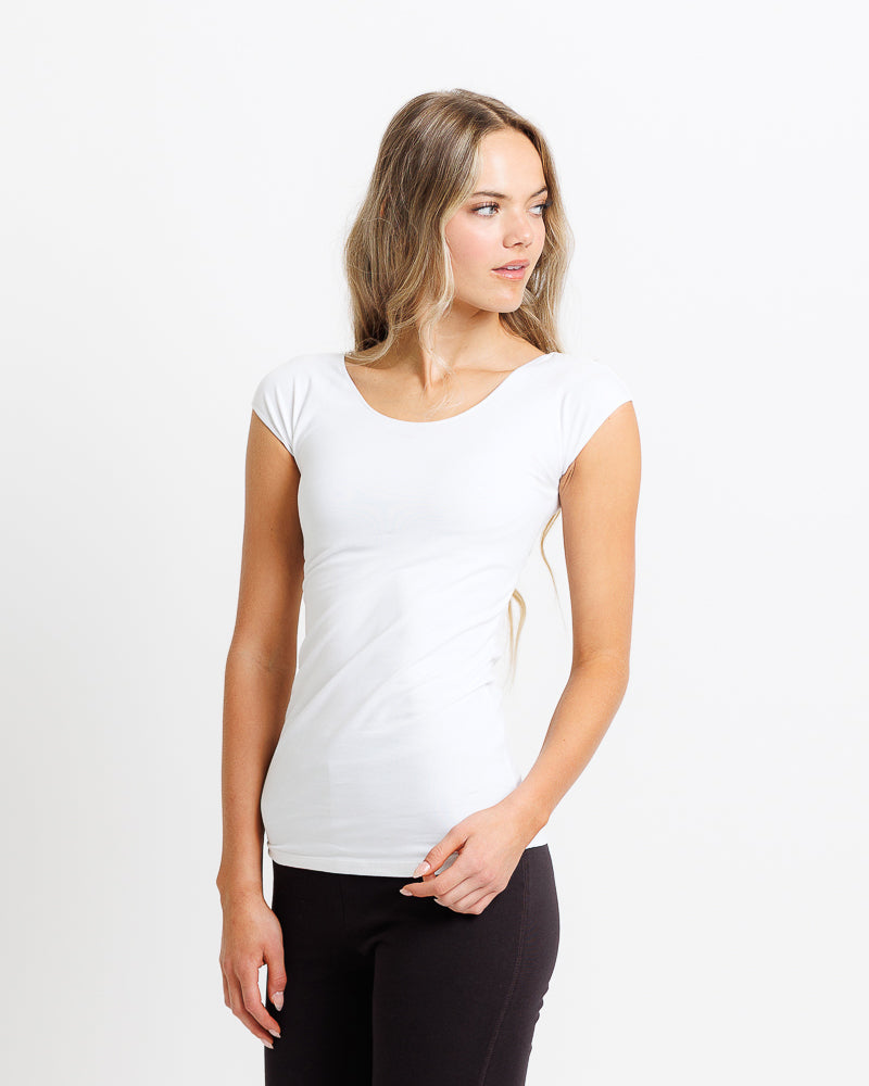 Wonder Tee Ajustado Mangas Cortas Algodón Spandex Tejido Downeast