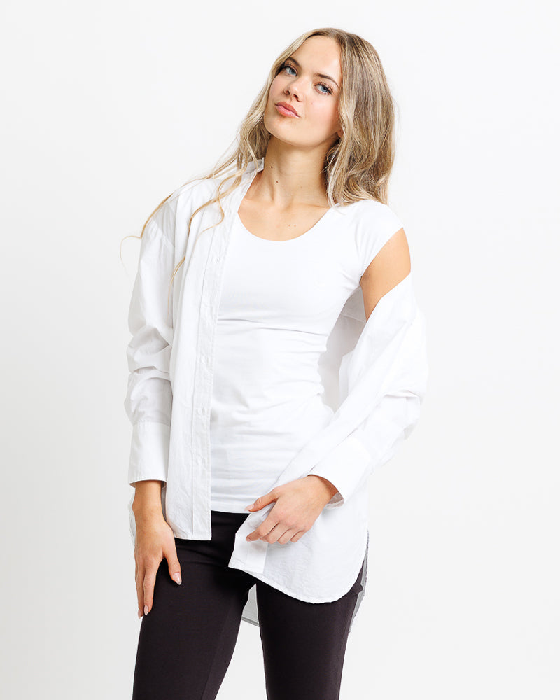 Wonder Tee Ajustado Mangas Cortas Algodón Spandex Tejido Downeast