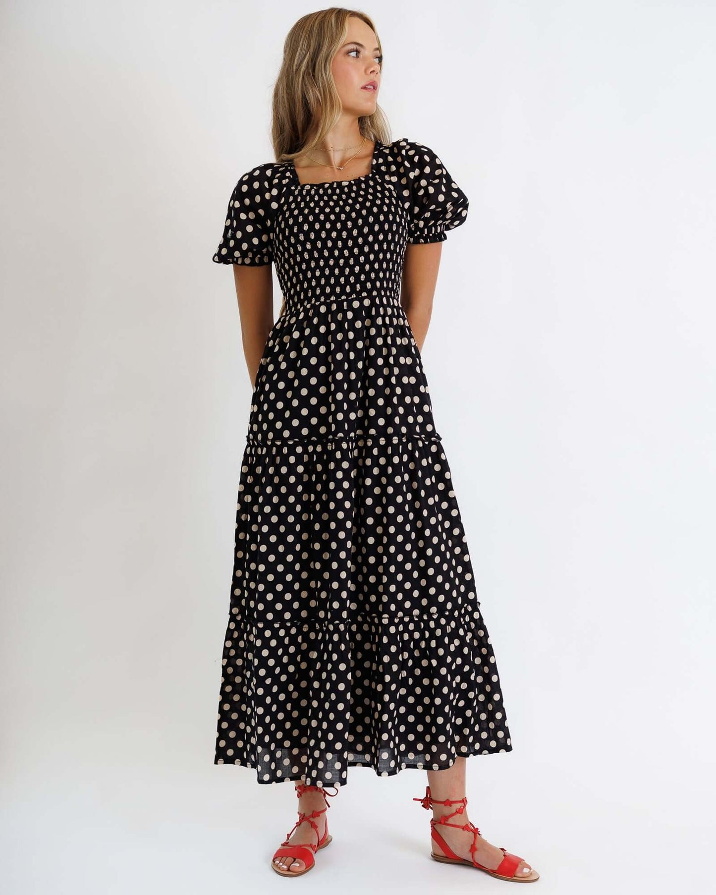Vestido Annalise Downeast de voile de algodón transpirable largo