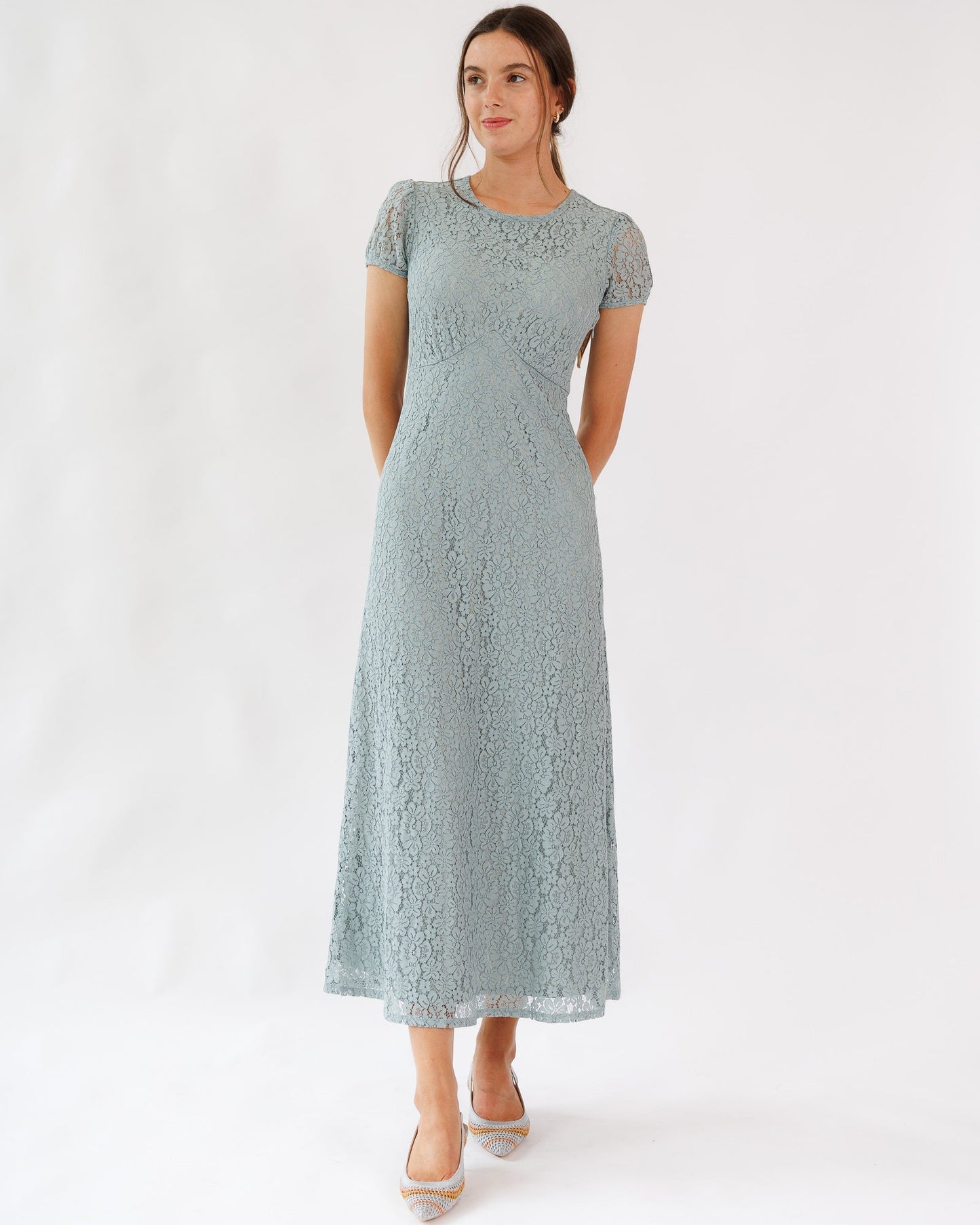 Natalie Sheath Maxi Dress With Scoop Neckline And Pockets
