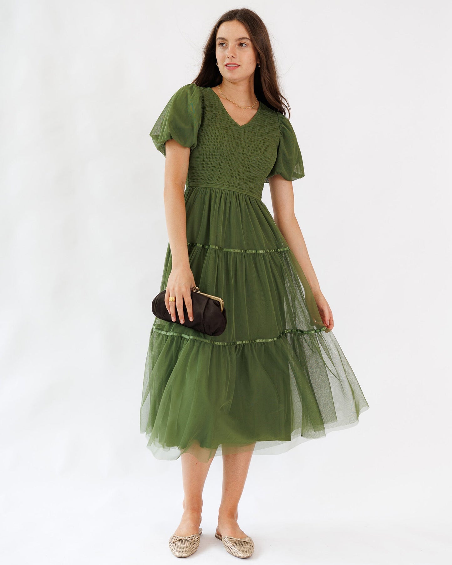 Real Romance Aline Bubble Sleeve Tulle Dress Lined Bodice