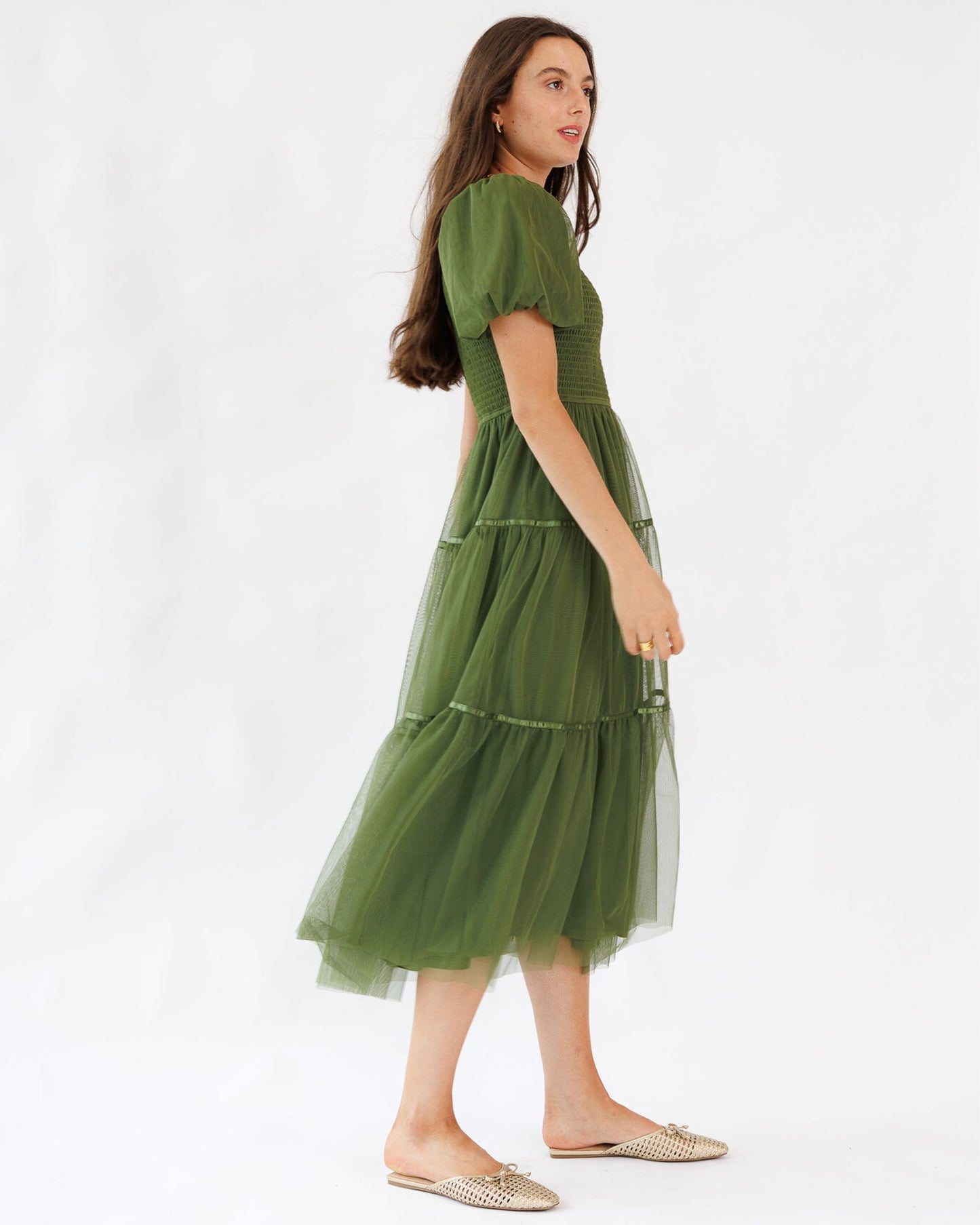 Real Romance Aline Bubble Sleeve Tulle Dress Lined Bodice