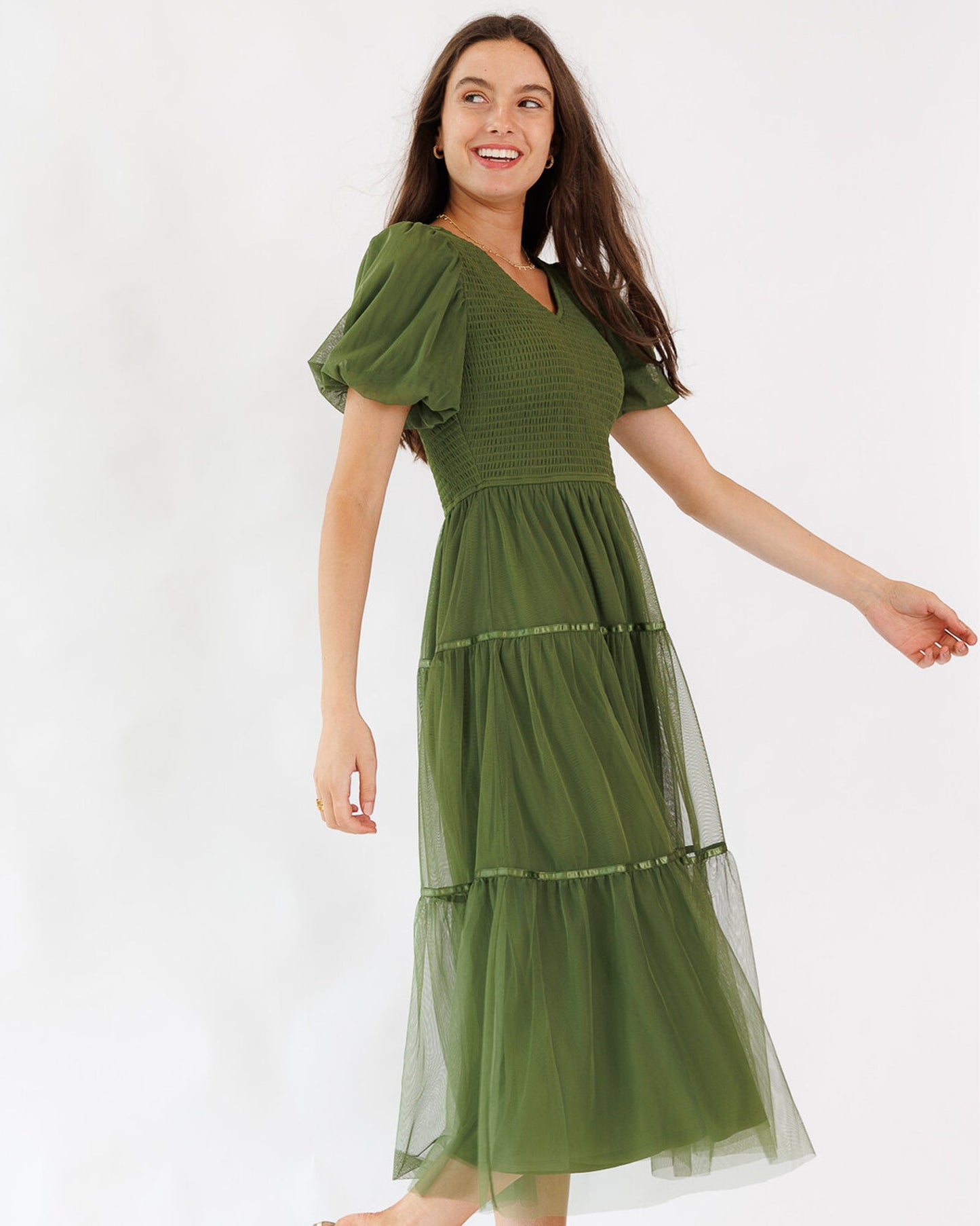 Real Romance Aline Bubble Sleeve Tulle Dress Lined Bodice