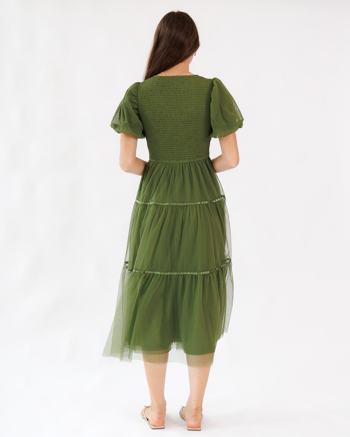 Real Romance Aline Bubble Sleeve Tulle Dress Lined Bodice