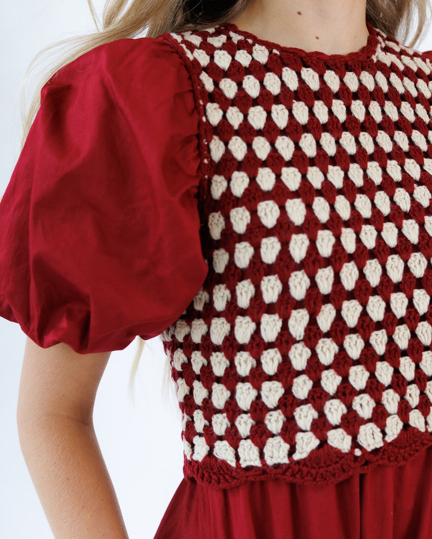 Elevate Dress Set Midi A Line Bubble Sleeves Vest Included