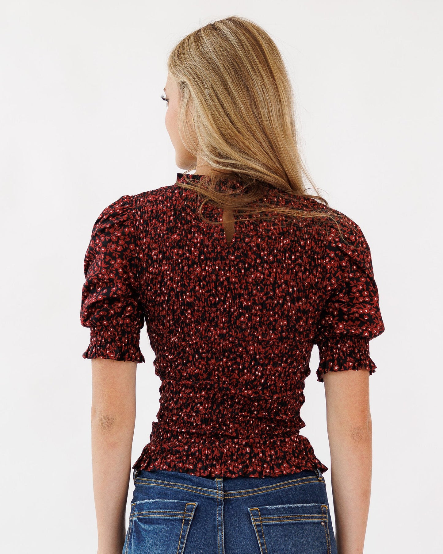 Anita Cotton Blouse With Smocked Bodice And Puff Sleeves