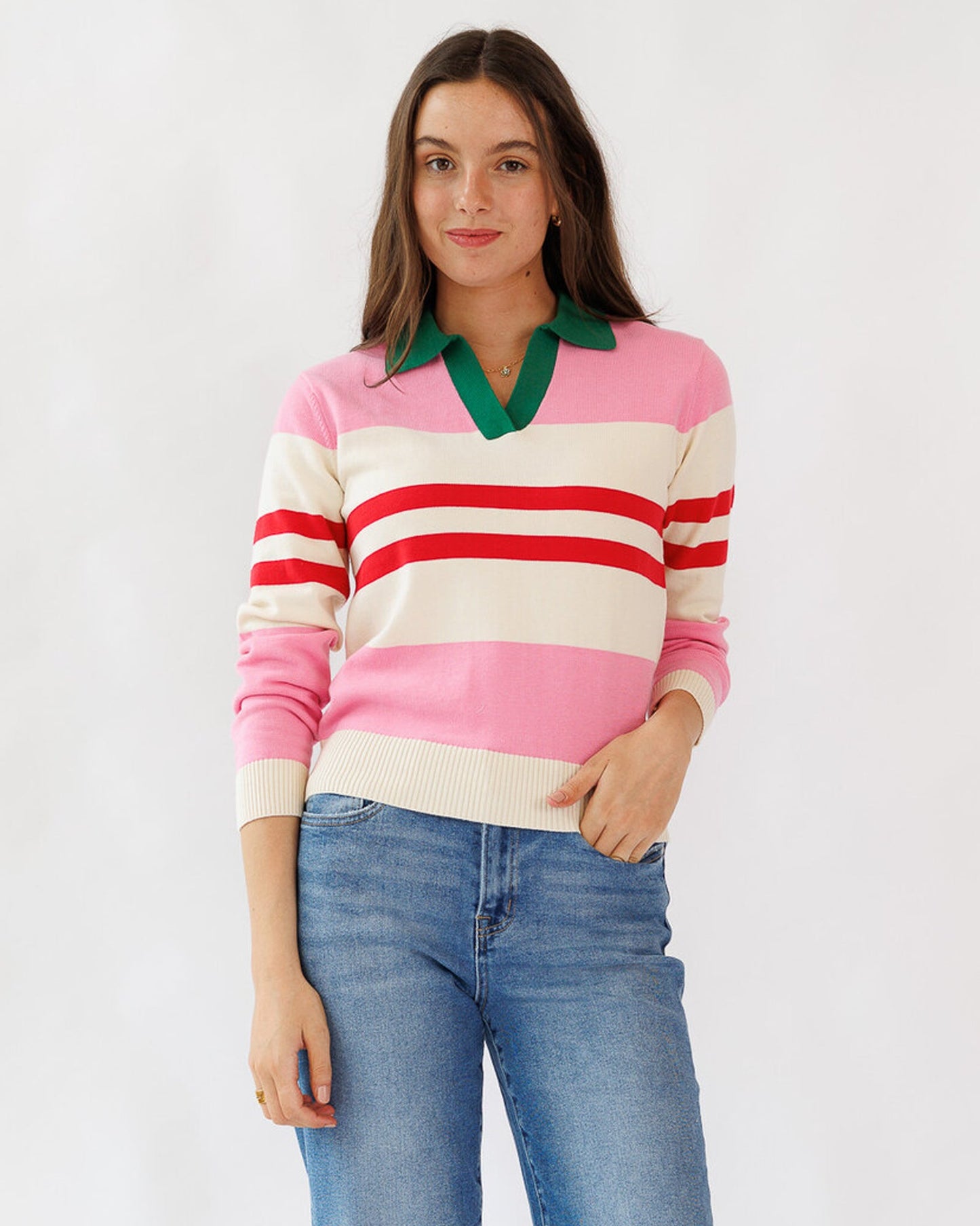 Homecoming Collared Pullover Sweater Soft Machine Wash Cold