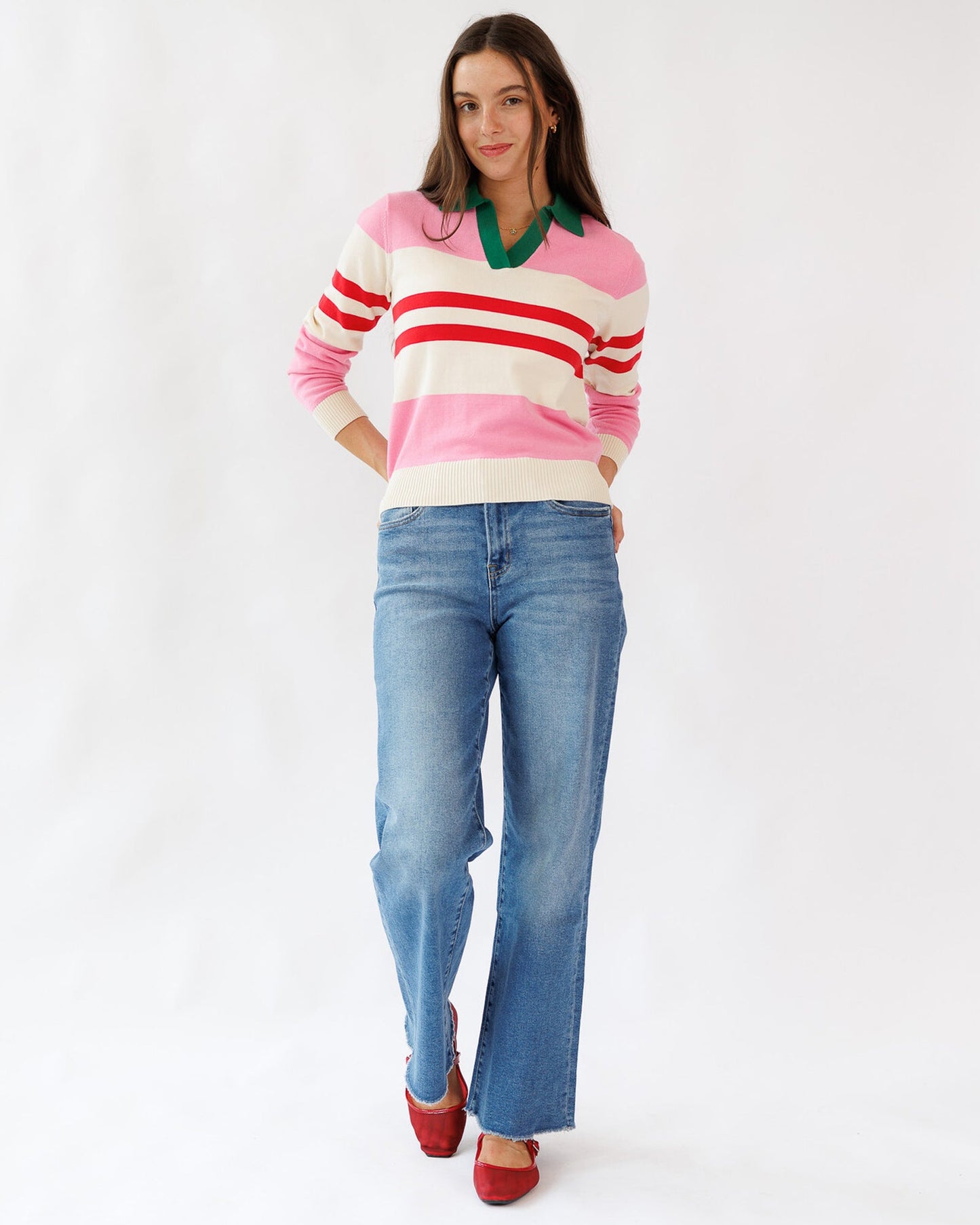 Homecoming Collared Pullover Sweater Soft Machine Wash Cold
