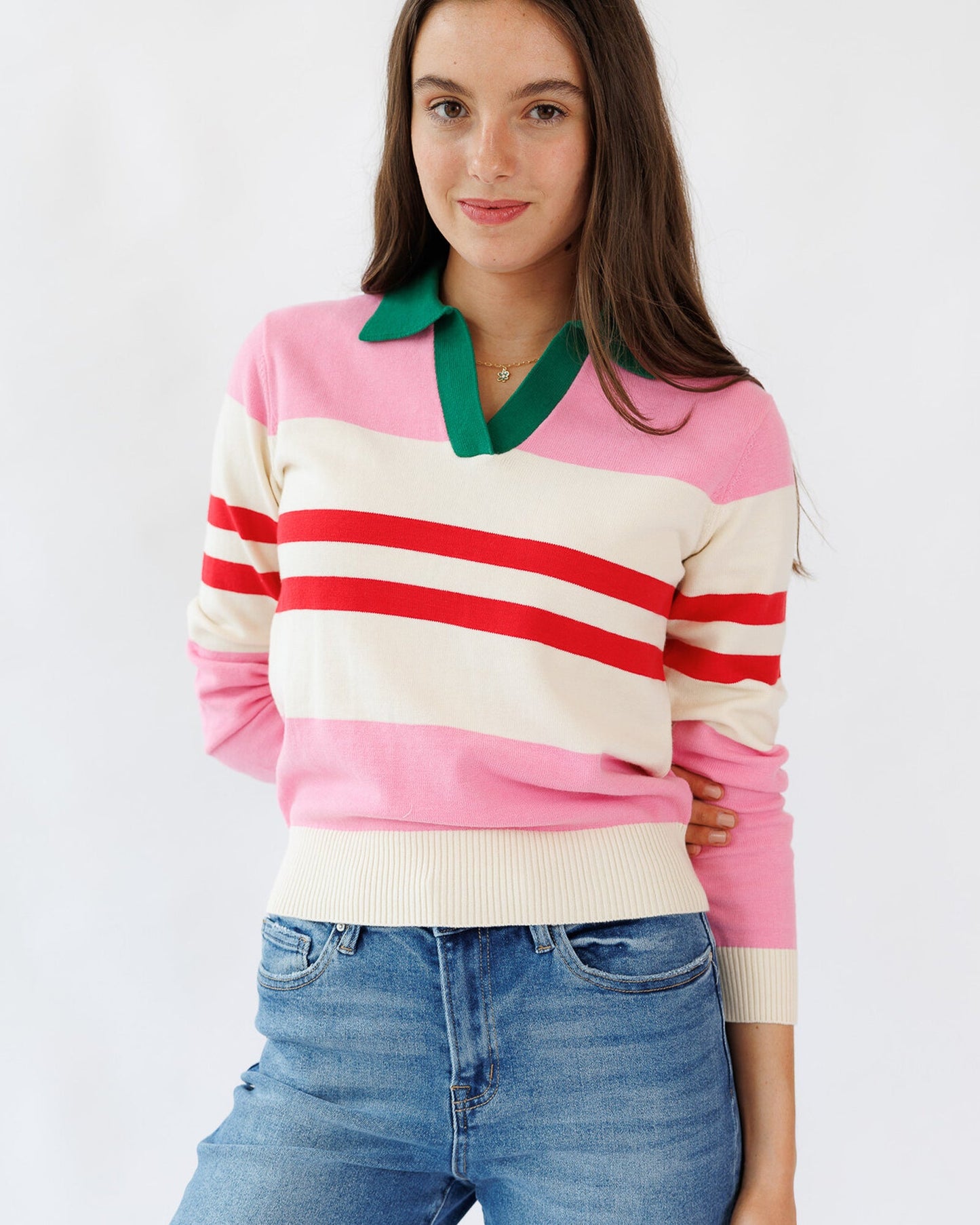 Homecoming Collared Pullover Sweater Soft Machine Wash Cold