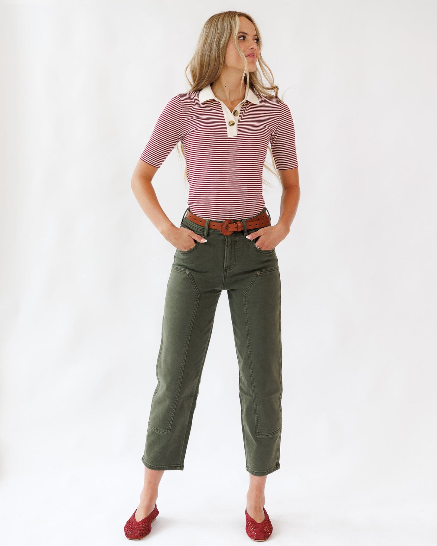 Viewpoint Striped Collared Polo Shirt Cotton Spandex