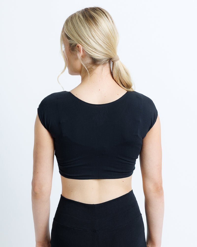 Downeast Demi Tee Cropped Layered Look Cap Sleeve Style