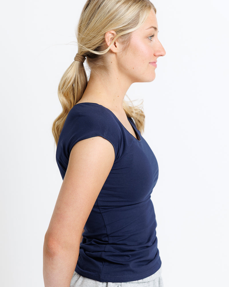 Wonder Tee Fitted Cap Sleeves Cotton Spandex Knit Downeast