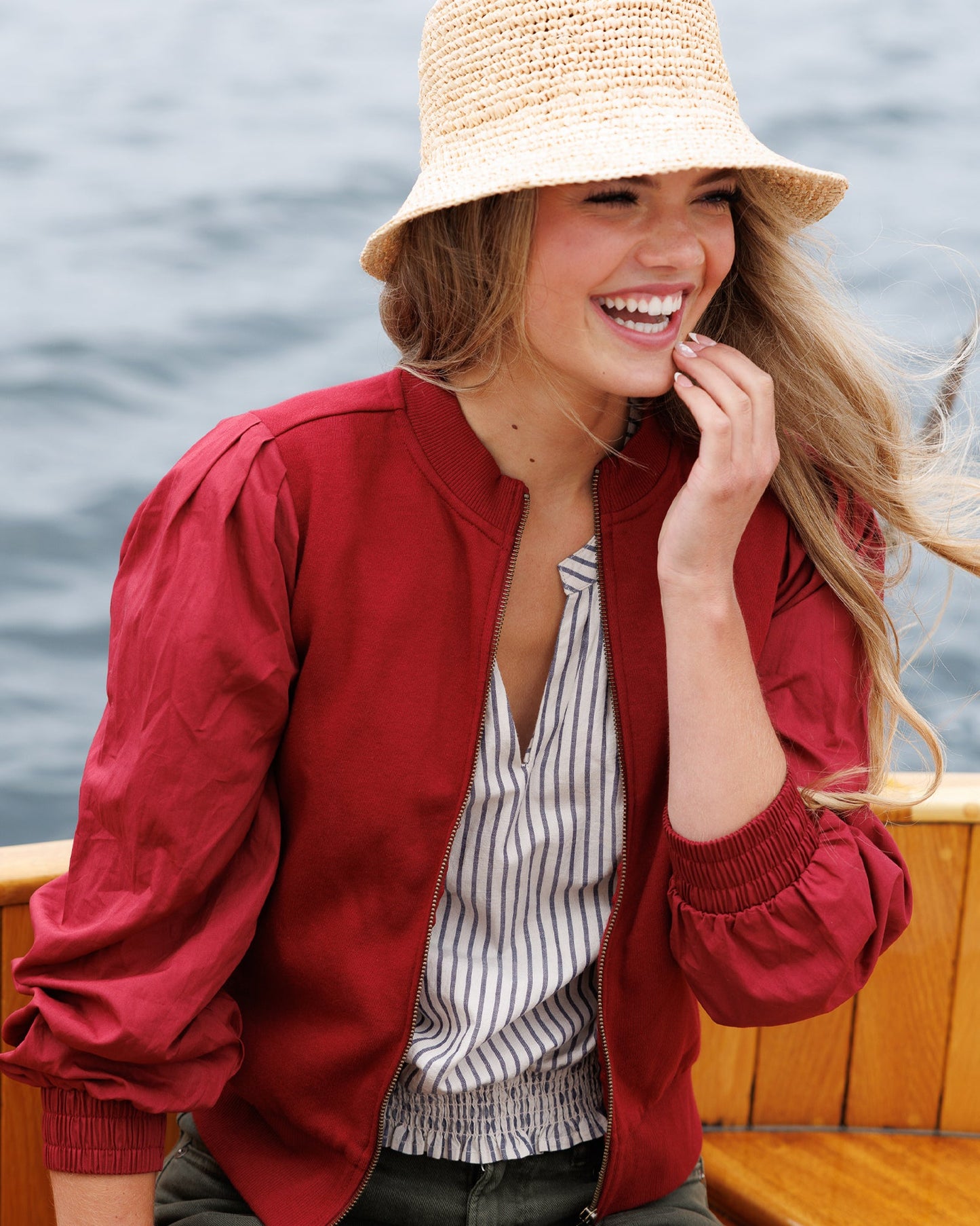 New Haven Hybrid Zip Up Cardigan With Puffed Sleeves
