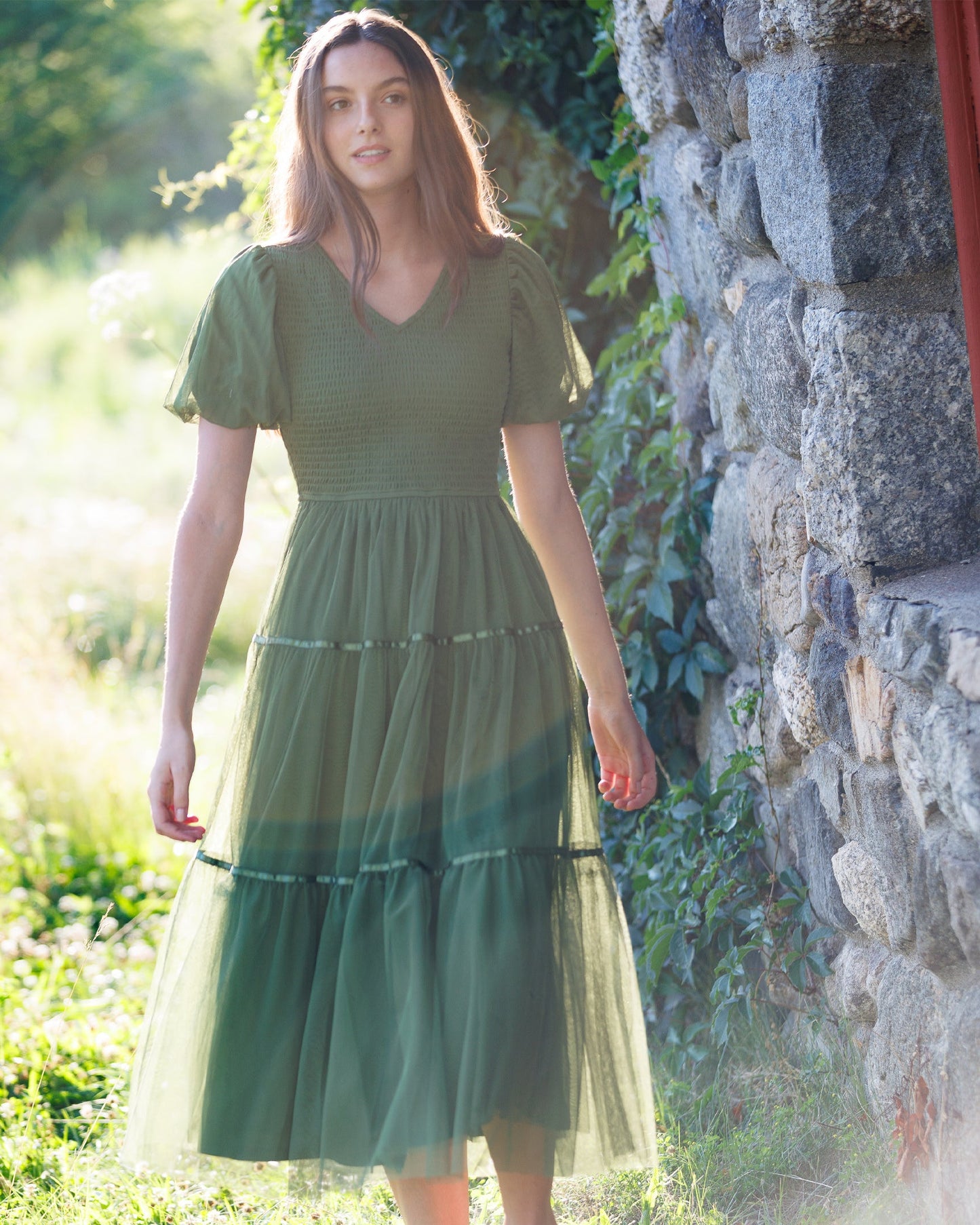 Real Romance Aline Bubble Sleeve Tulle Dress Lined Bodice
