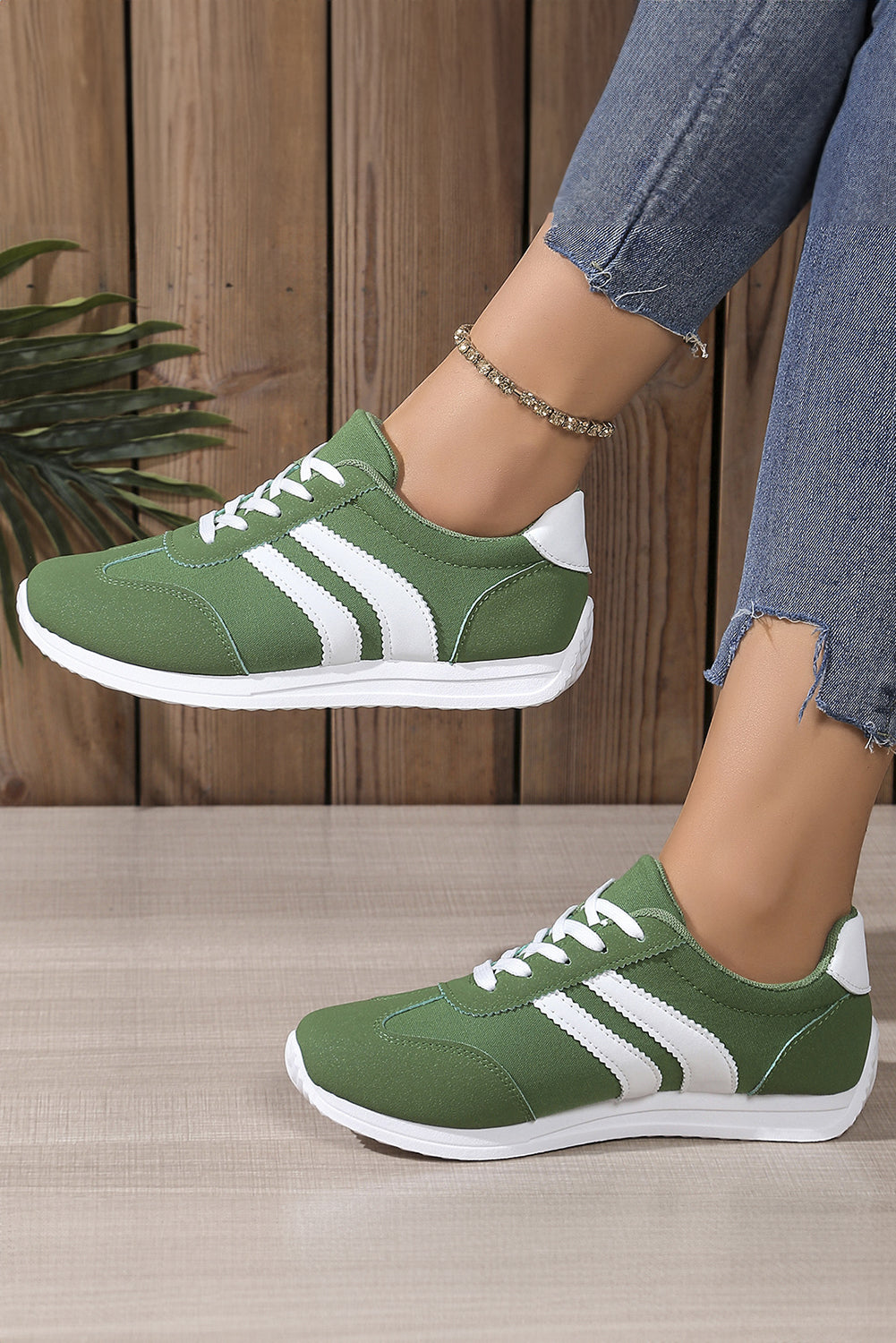 Blackish Green Patchwork Breathable Lace Up Sneakers/ Preorder now. Ships 9/15