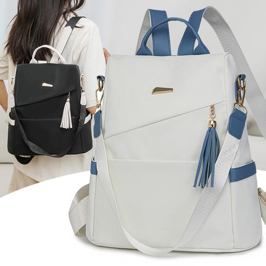 Mochila Oxford con costuras para mujer, antirrobo, con cremallera trasera, para niñas, mochila escolar informal de viaje con doble hombro
