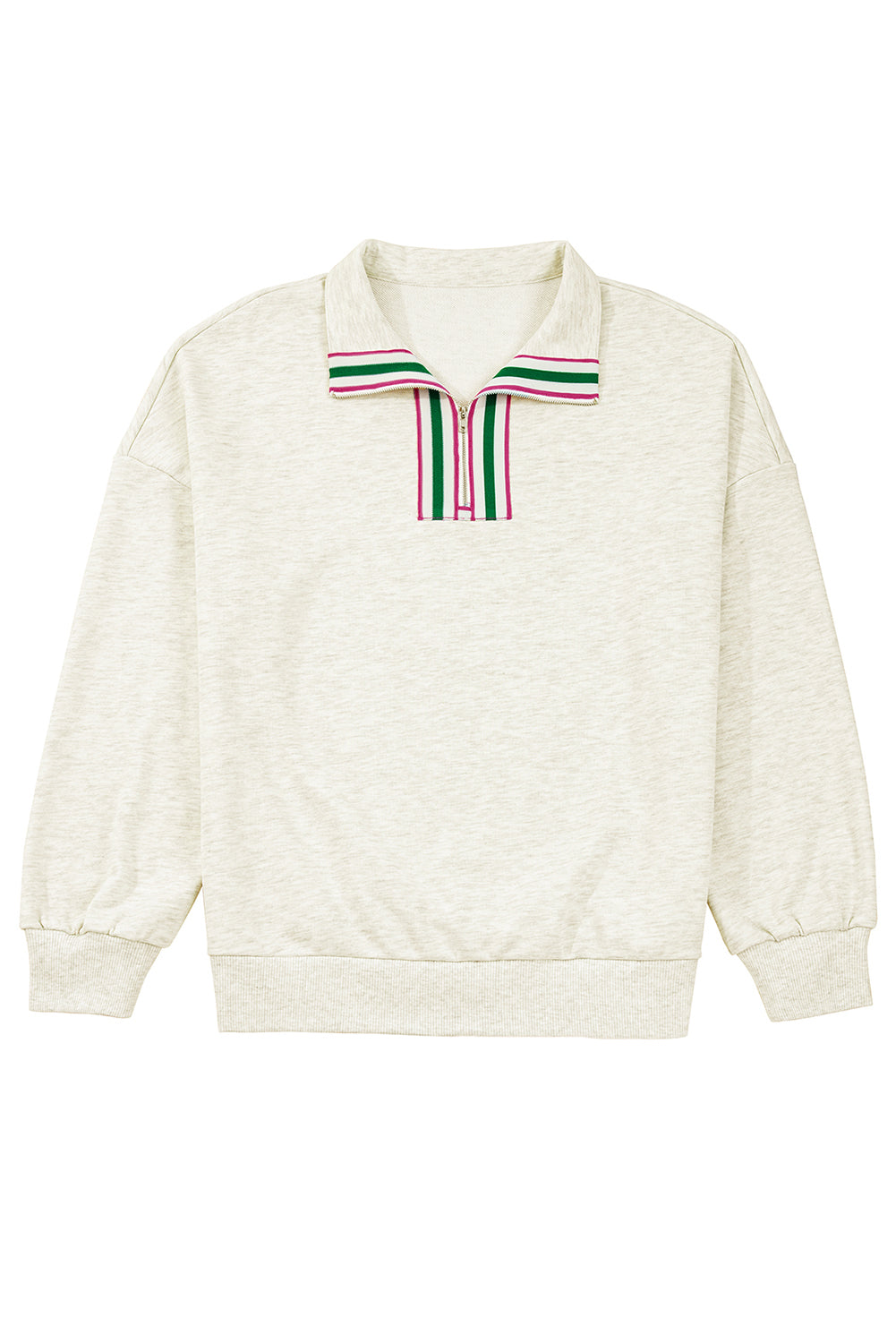 Light Grey Patchwork Collared Pullover Sweatshirt Pop Color