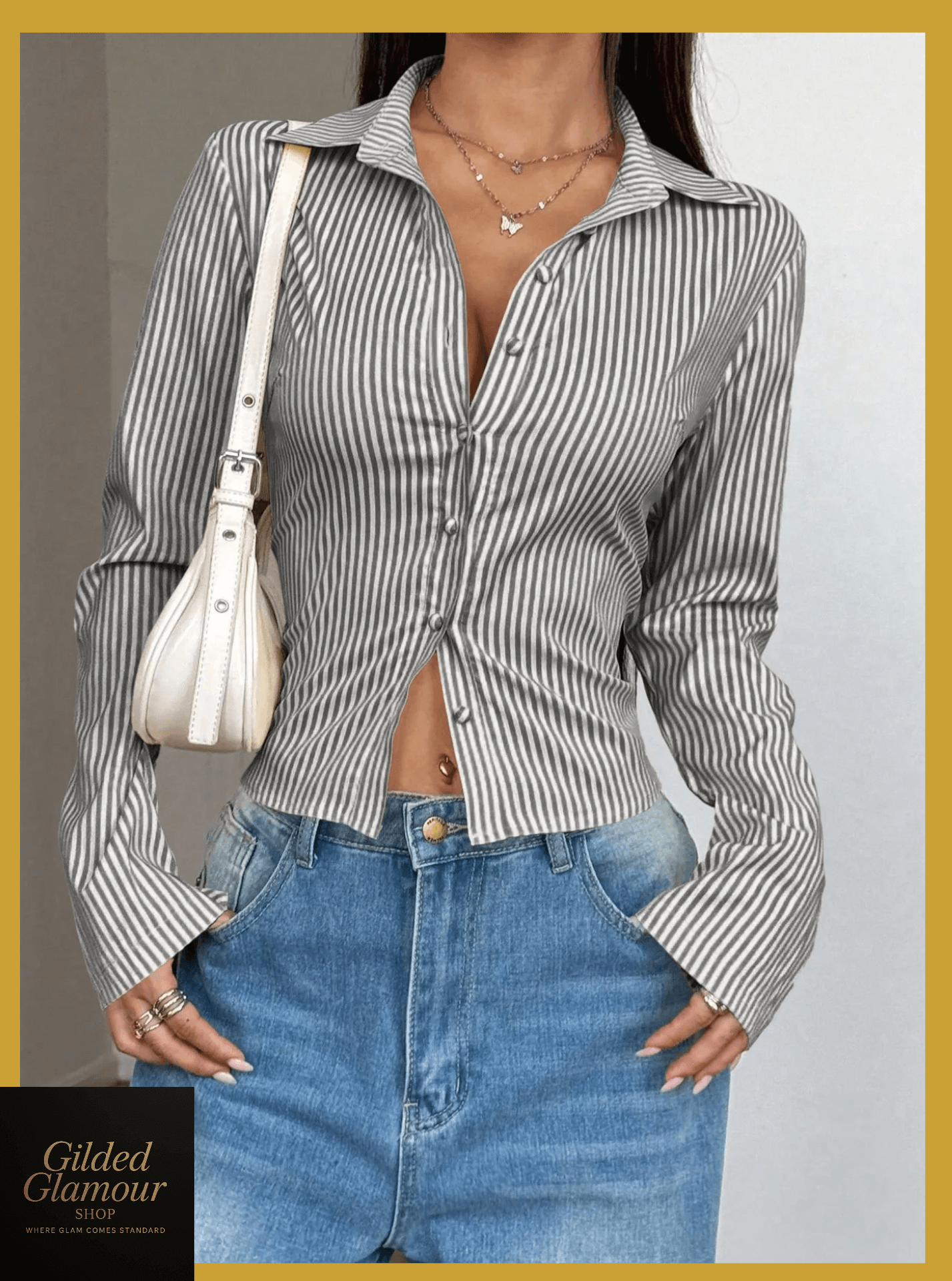 Striped Button Up Long Sleeve Shirt