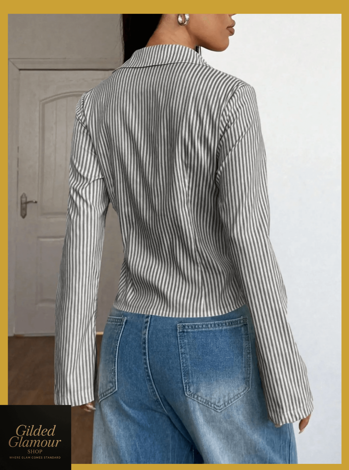 Camisa de manga larga abotonada a rayas