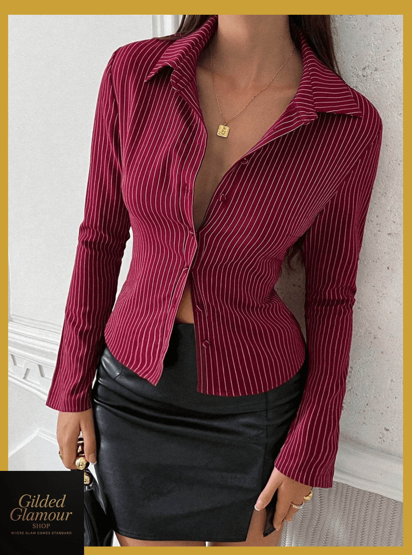 Striped Button Up Long Sleeve Shirt