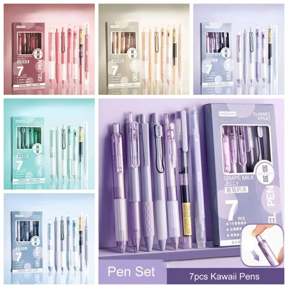 7Pcs/Set Kawaii Pens Quick-Drying Ink Pen School Supplies Ballpoint Pen Back to School Stationery