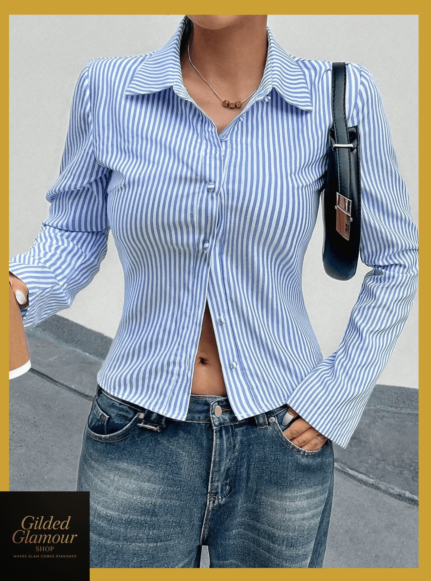 Camisa de manga larga abotonada a rayas