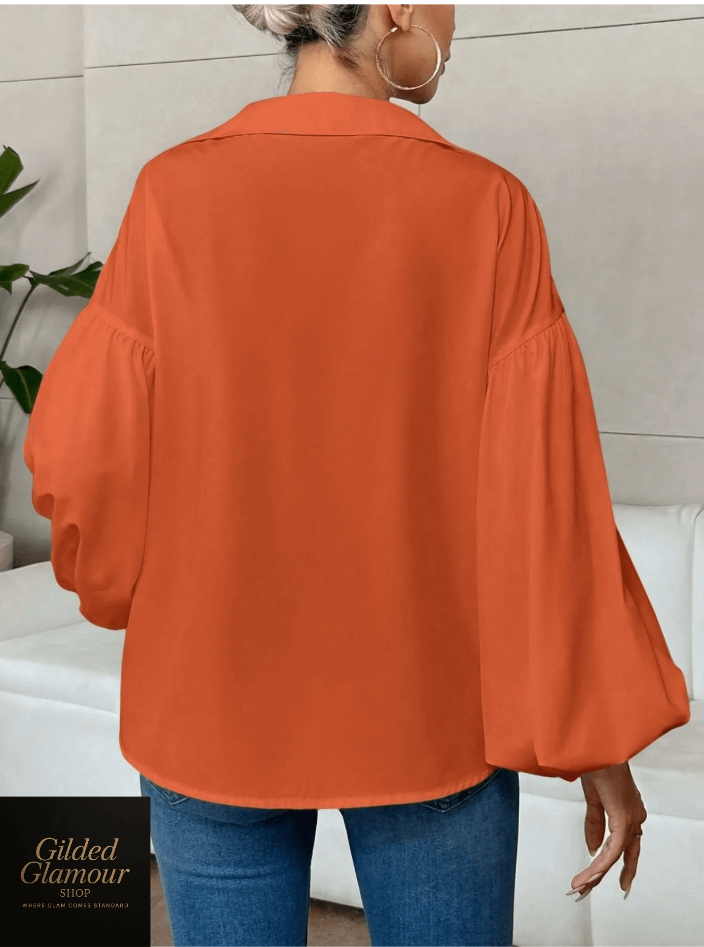 Polka Dot Balloon Sleeve Blouse