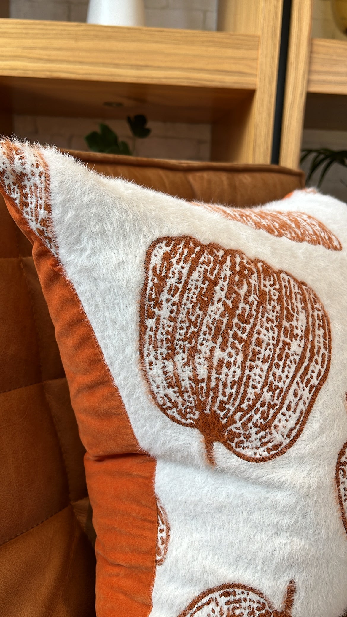 White Pumpkin Chenille Pillow Cover 18 Inch Autumn Decor