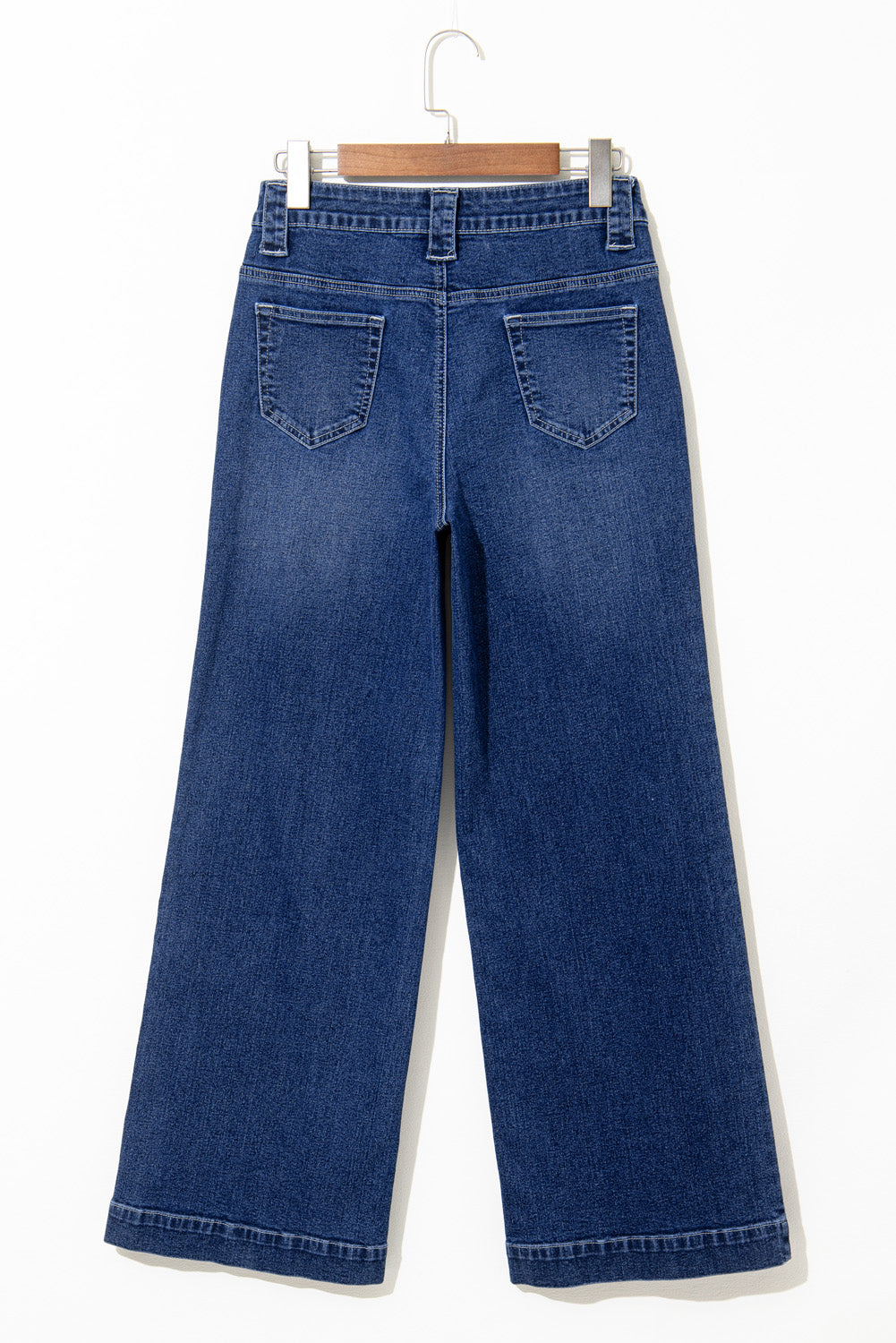 Sail Blue High Waist Wide Leg Jeans With Patch Pockets