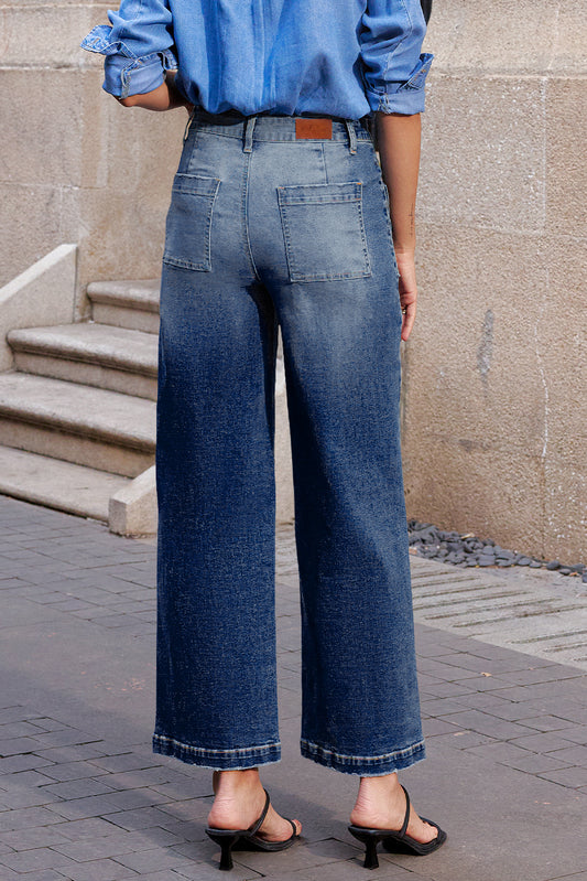 Bluing Minimalist Patch Pocket Womens Shift Jeans Classic