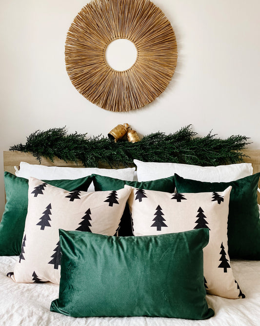Luxor Emerald Green Velvet Lumbar Pillow Cover Decor