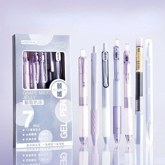 7Pcs/Set Kawaii Pens Quick-Drying Ink Pen School Supplies Ballpoint Pen Back to School Stationery