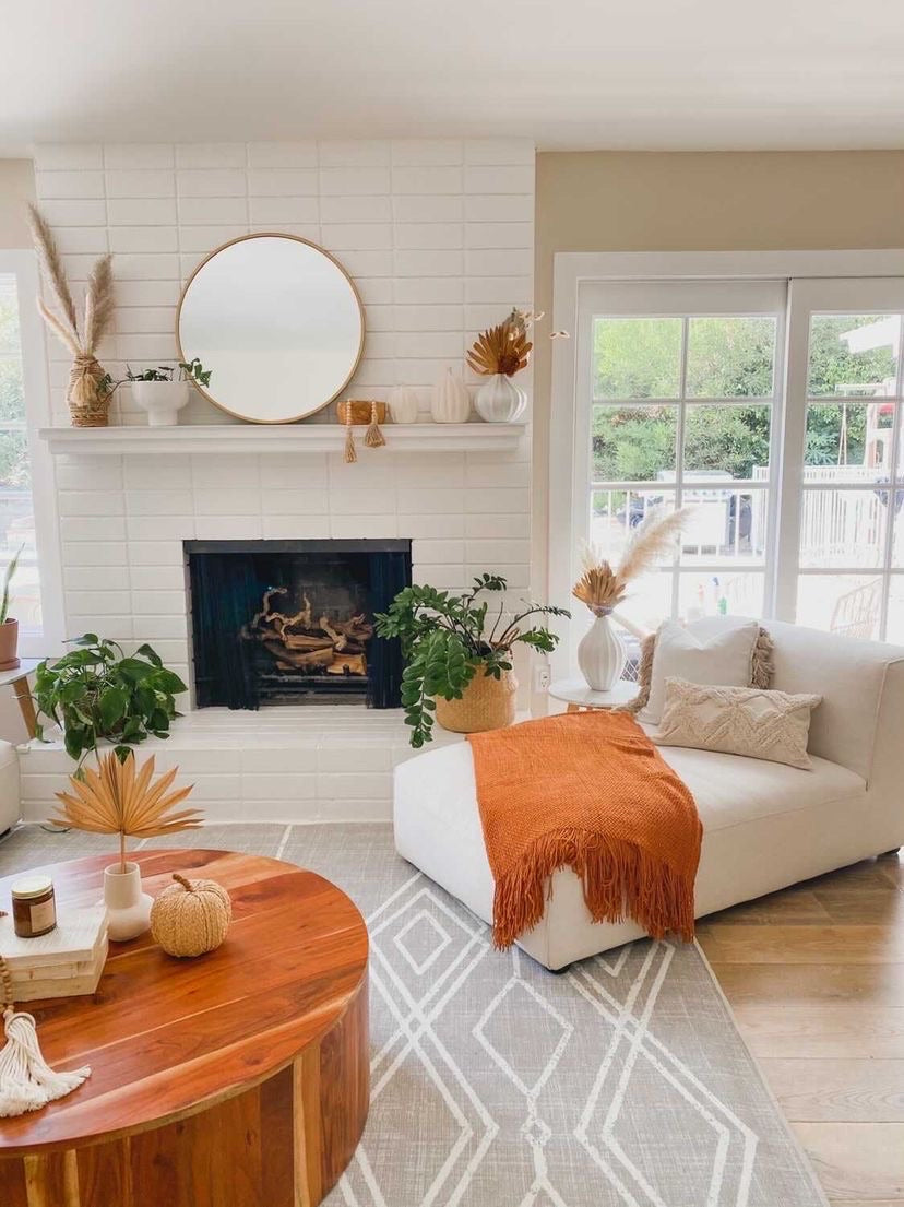 Geneva Burnt Orange Throw Blanket With Delicate Fringe