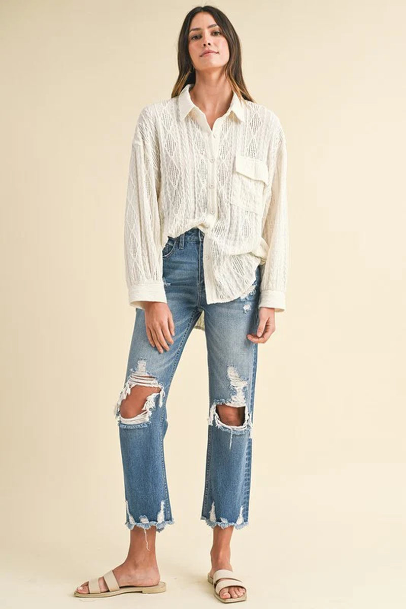 Get the Perfect Edgy Look with Annie Wear's Distressed Raw Hem Cropped Jeans! 💥👖 #FashionGoals #DenimLove