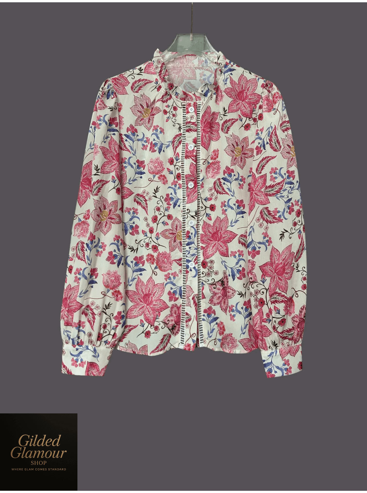 Floral Print Button Up Shirt For Work And Weekend Wear