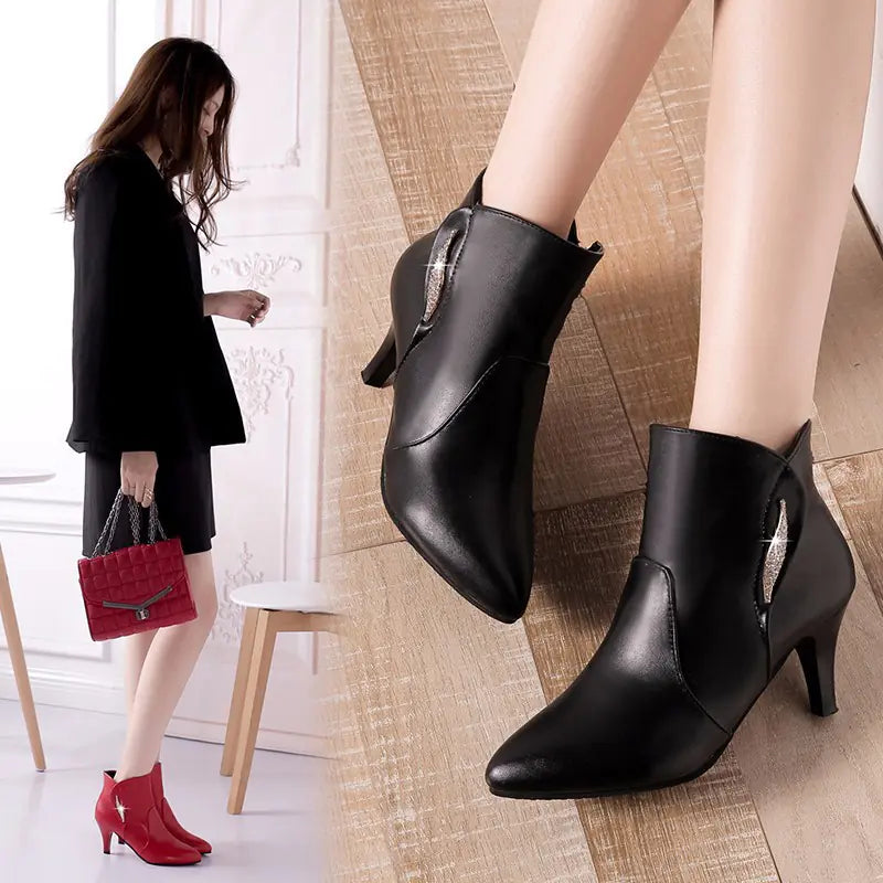 Women's High Heel Ankle Boots Rhinestones Sparkling