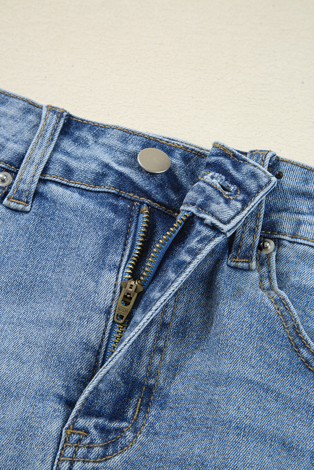 Myosotis Distressed Hem Denim Midi Skirt Irregular Look