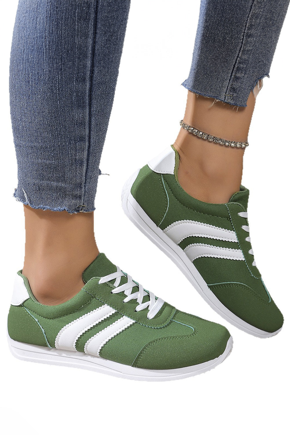 Blackish Green Patchwork Breathable Lace Up Sneakers/ Preorder now. Ships 9/15