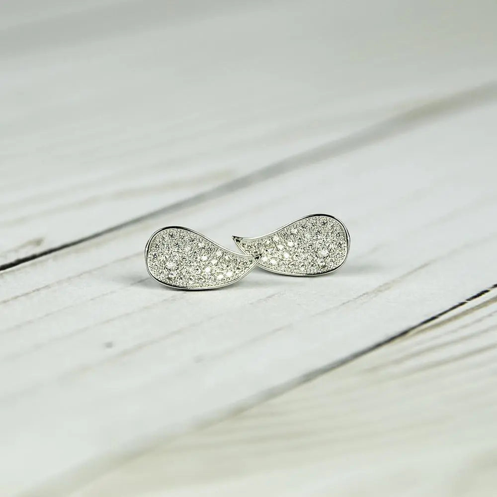Paisley Stainless Steel Earrings With CZ Crystals Sparkle