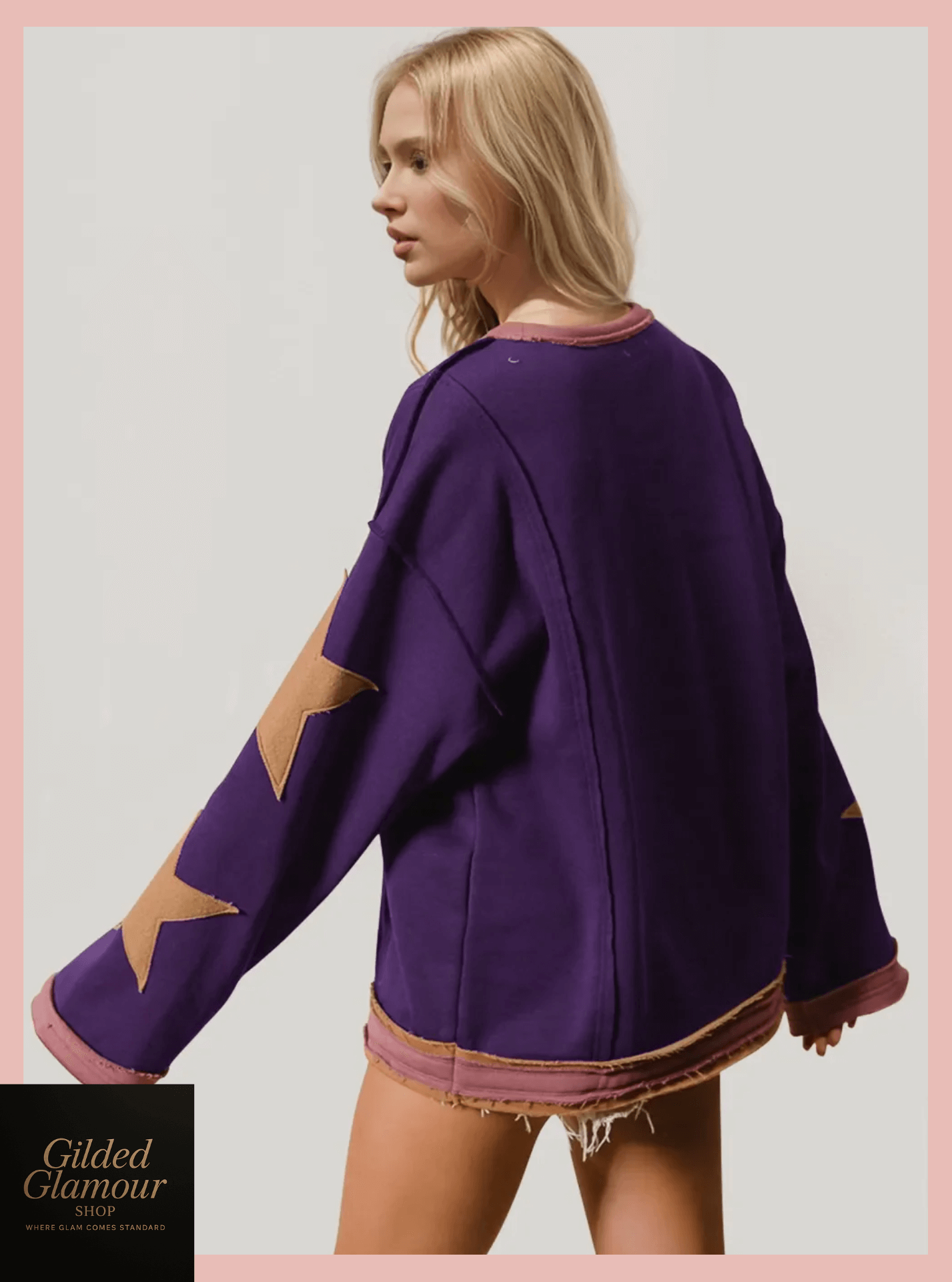 Sudadera acogedora de manga larga con parche de estrella de Double Take